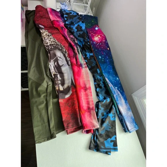 5pc Yoga Leggings Bundle Noli Onzie Emily Hsu Designs XS S Galaxy Buddha Camo - Picture 6 of 8